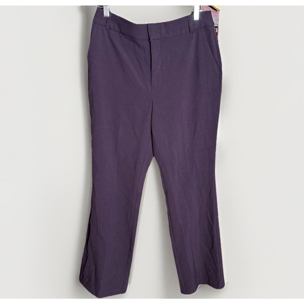 Nine West Pants Size 10 Mid Rise Barely Bootcut Stretch Eggplant People NWT Work